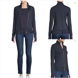 kate spade Navy Blue Ruffle-Hem Zip Jacket